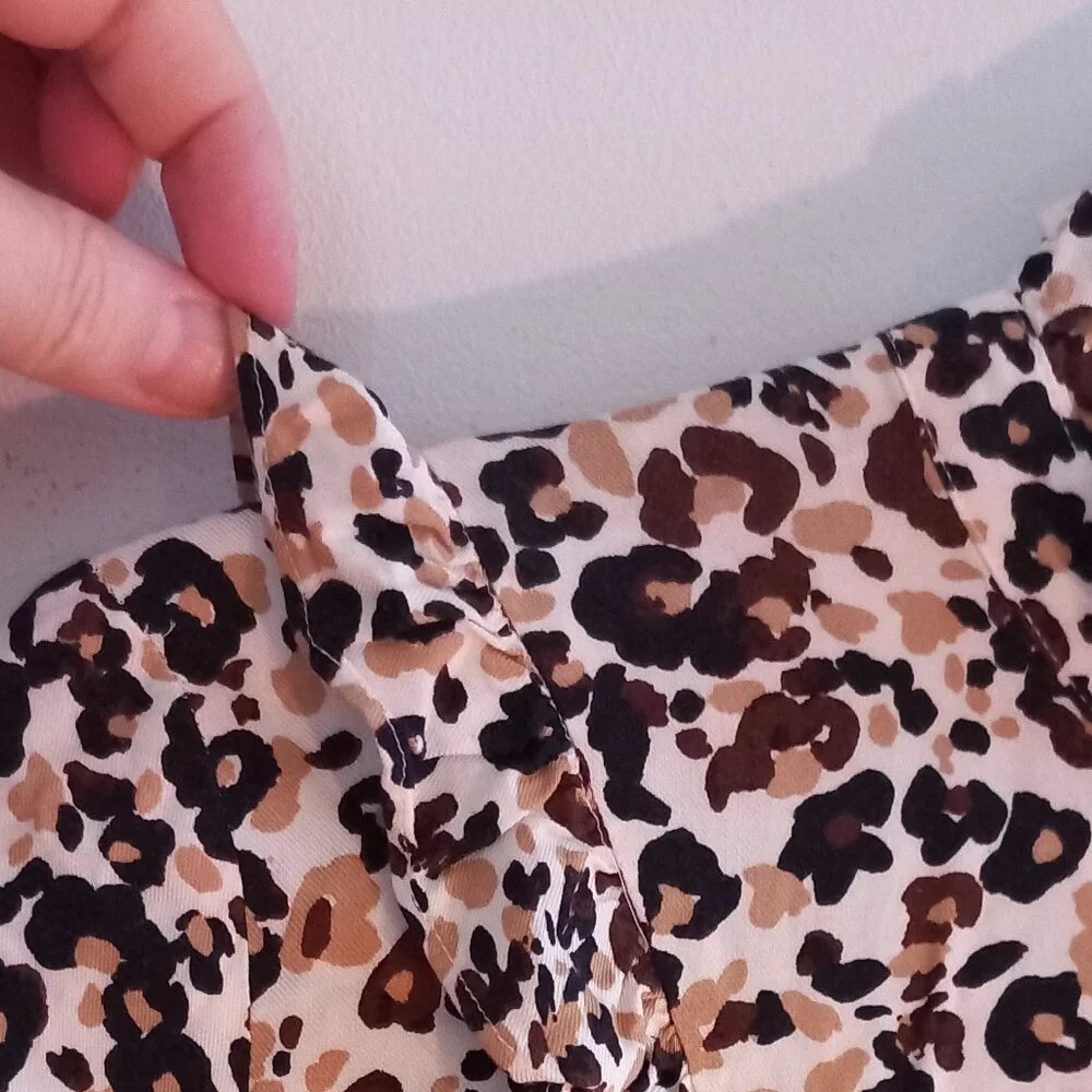 MAEVE Anthropologie Katia leopard print buttondown blouse with ruffles size 12 - Picture 6 of 15